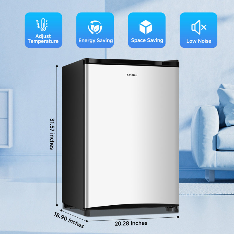 BANGSON 3.0 Cu.ft Compact Upright Freezer, Energy-Saving Mini Freezer with Adjustable Thermostat, Silver