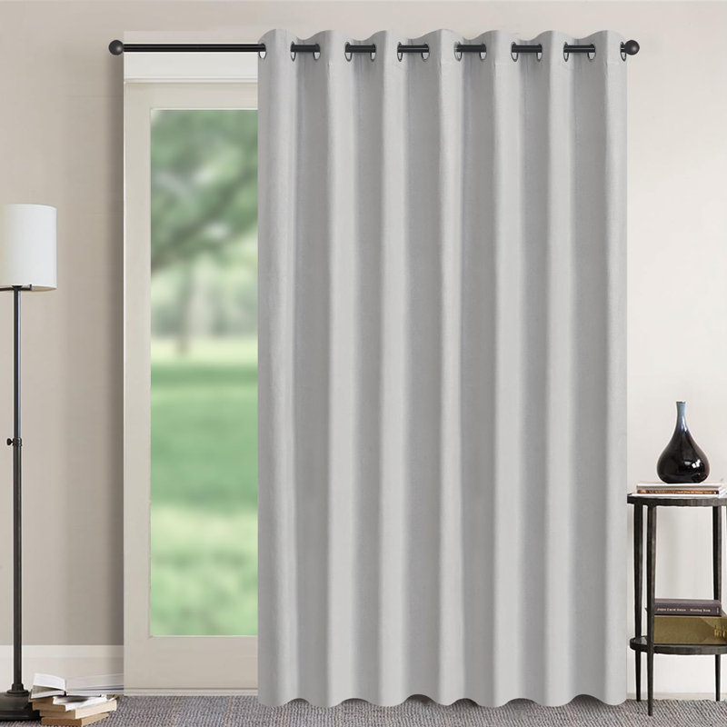 1‑Panel Linen‑Textured Blackout Door Curtain, Beige