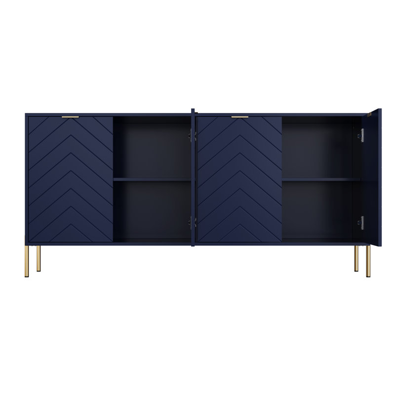 62.99''Sideboard with Spacious Storage Cabinets,Morden 4-Door Buffet Cabinet, Blue