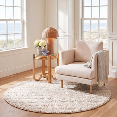 Keyia Natural Fiber Flat Weave Jute/Cotton Solid Color Rug in Beige