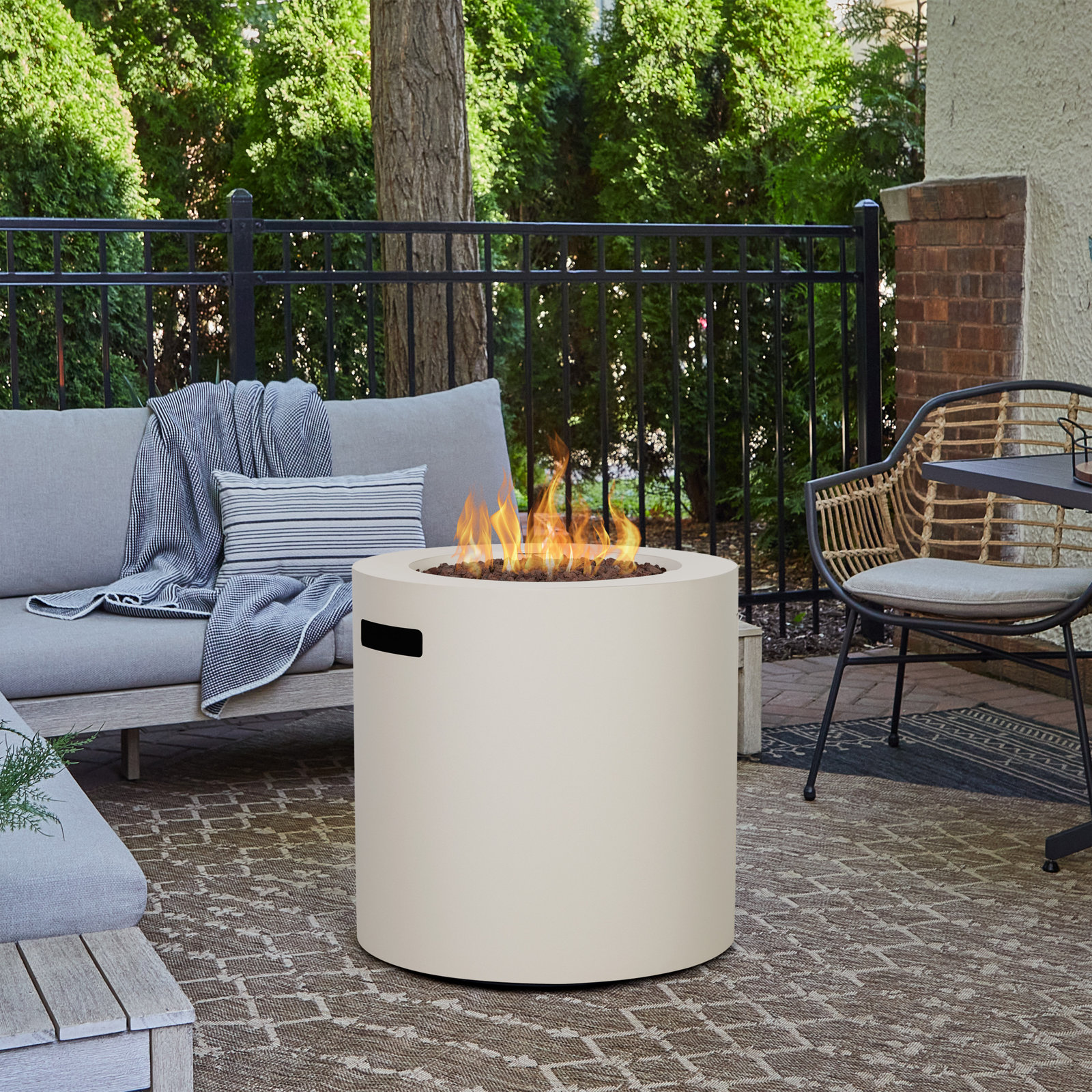 Aegean Round Fire Pit, Light Sand
