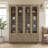 74"H Pantry Cabinet With 4 Sliding Glass Doors & 2 Drawers