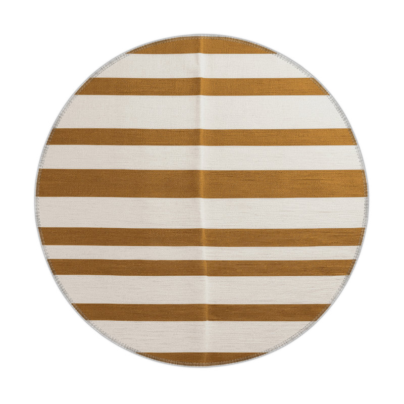 Tapis intérieur / extérieur gris HorizontalStripes, Rond 5 pi