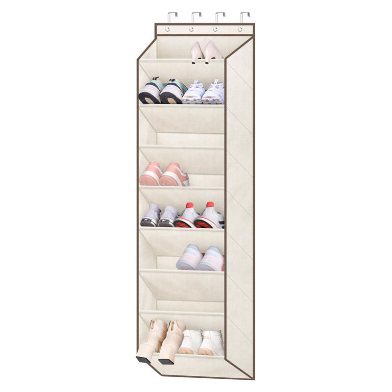 Over-the-Door Shoe Rack for Wardrobes, Kids' Sneaker Storage, Hanging Over-the-Door Shoe Rack with Large Deep Pockets, Beige