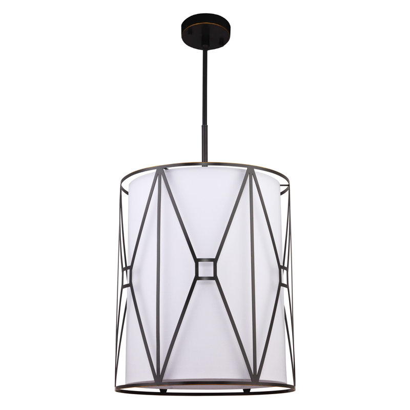 Luminaire suspendu cylindrique unique 5 lumières Hultgren, Bronze
