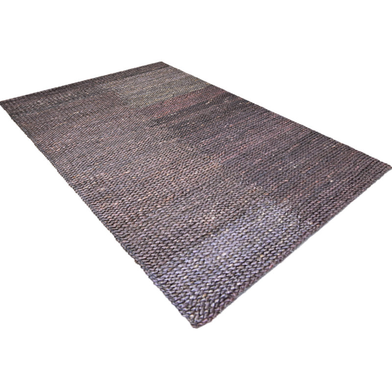Housel Hand Woven Jute Eco-Friendly Solid Area Rugs - Rectangle, brownish charcoal Color, Plain Solid Design, Low Pile, Natural Fiber, Outdoor Indoor Handmade Area Rugs for Living Room, Bed Room