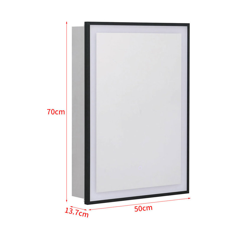 Alexzia 500mm W 700mm H Surface Framed Medicine Cabinet Mirror 3 Adjustable