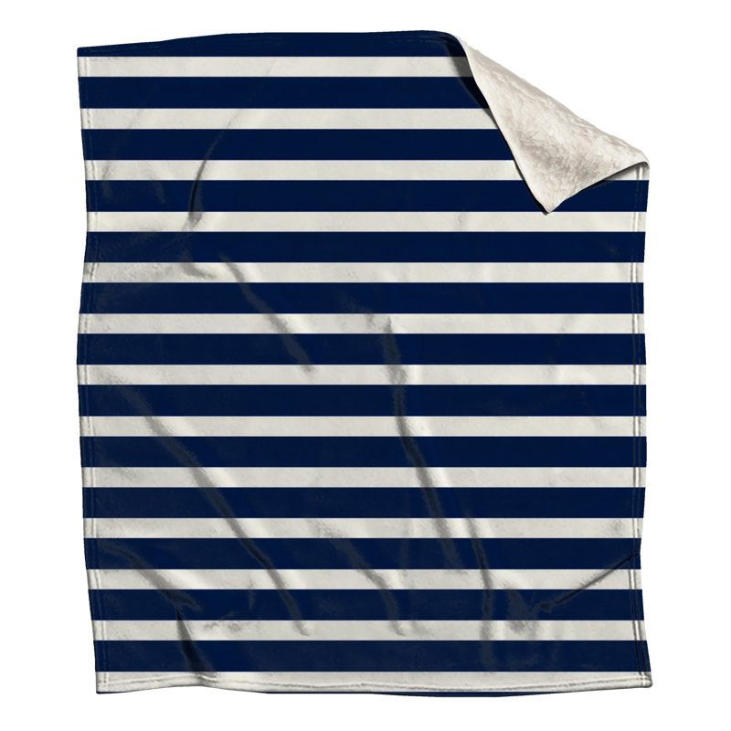 Jeté en molleton à rayures bleu marine - Jetés à motif pour canapés ou lits, 50in W x 60in H