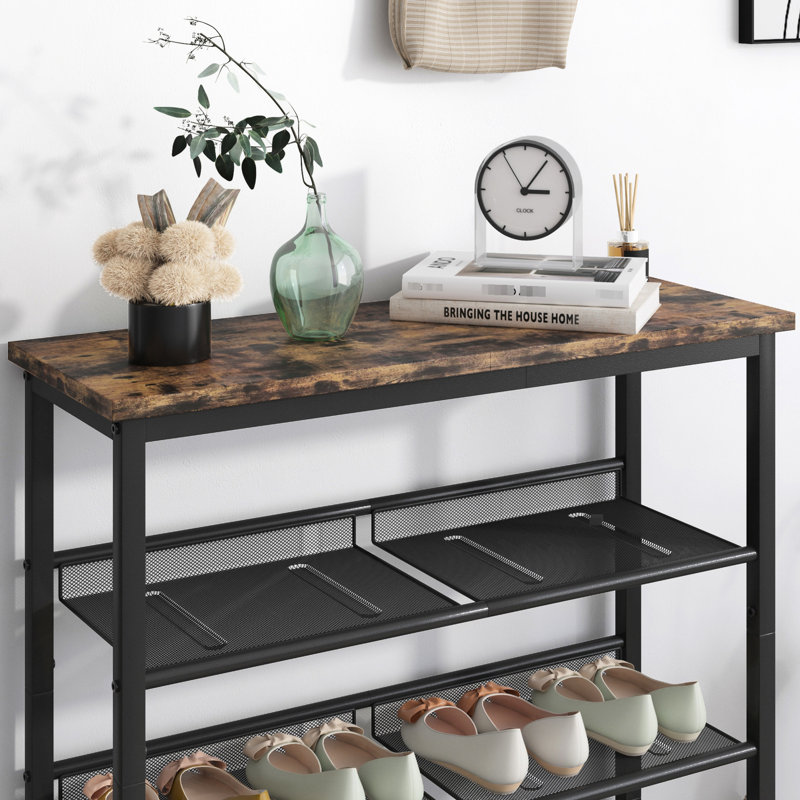 Étagère à chaussures de style champêtre - Améliorez votre décor à la maison 5 couches de rangement, design industriel, pour divers espaces de vie