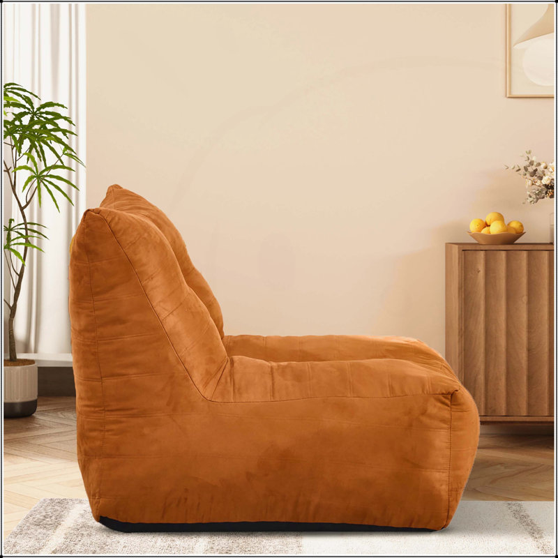 Fauteuil à billes gonflable, Suède jaune brun
