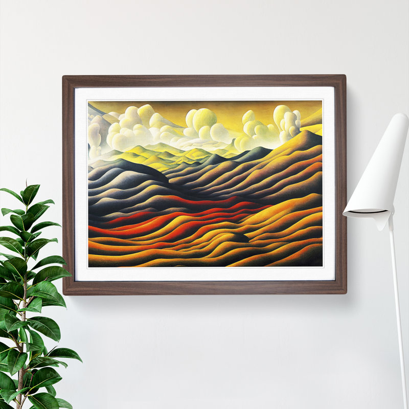 Mountain Landscape - Single Picture Frame Print, 25cm H x 34cm W x 2cm D, Walnut Framed
