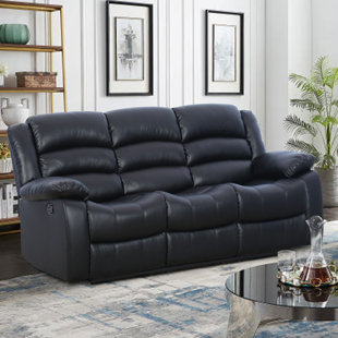 Emryn 81.5'' Wide Modern and Super Soft Faux Leather Manual Reclining Sofa with Wide Backrest