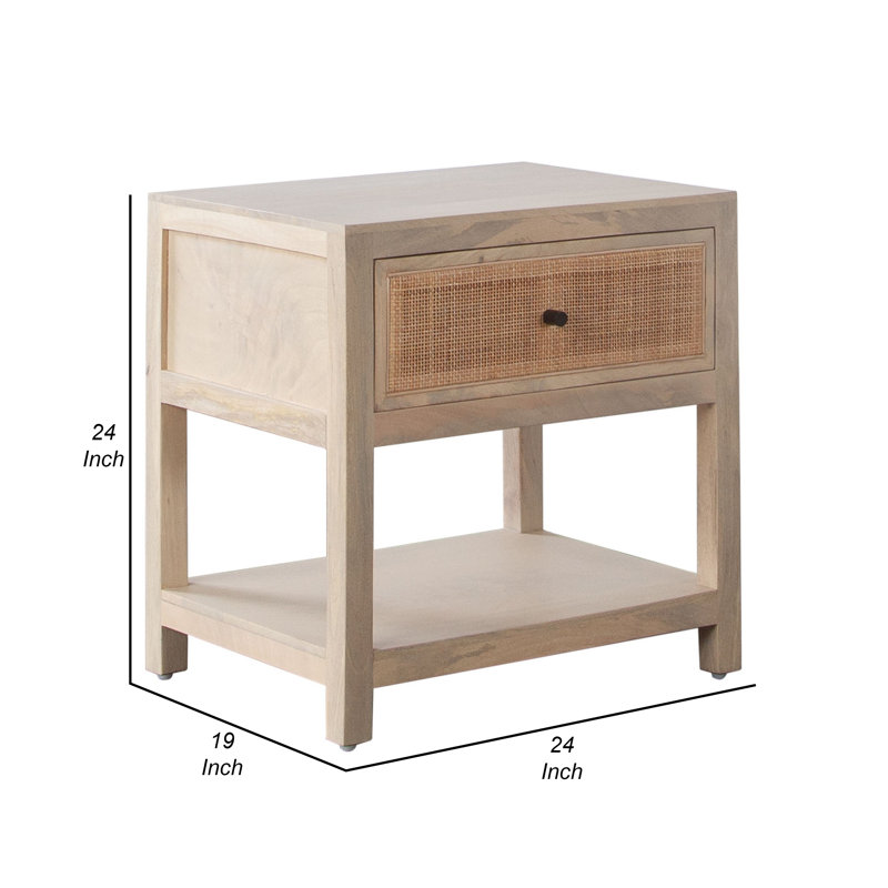 Table de bout d'appoint Sley, tissée en rotin, bois de manguier brun naturel 24 po
