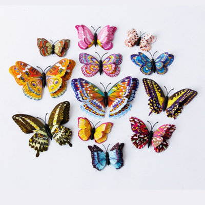 Fluorescent Butterflies Magnetic Wall Sticker Refrigerator Sticker Set High Simulation Butterflies Decoration 12 Pieces Per Set