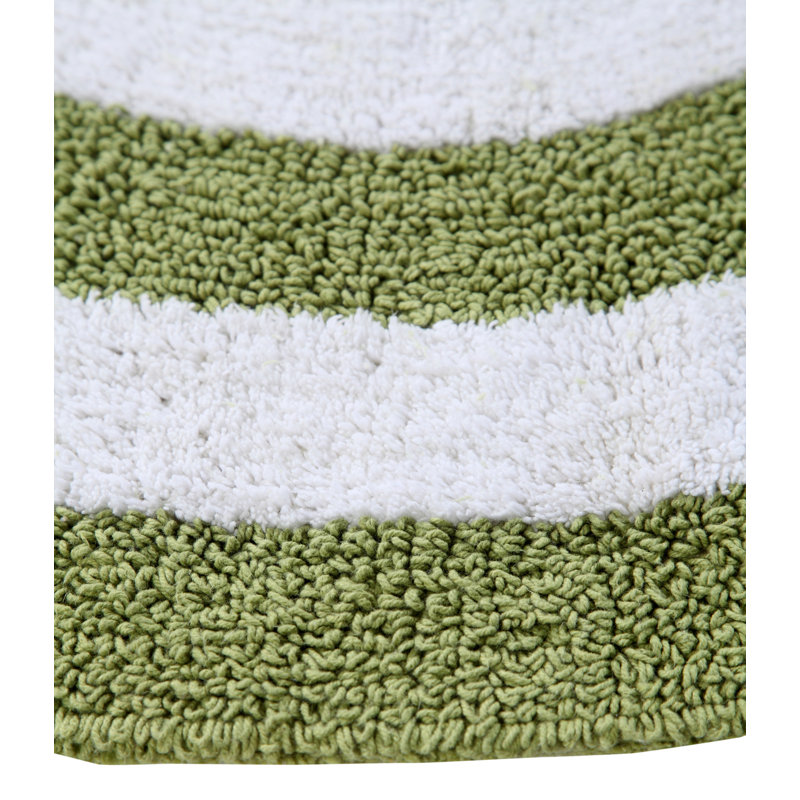 Manigault Cotton Bath Rug, Sage Green/White