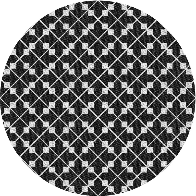 Tapis noir à motif géométrique Knopp, Rond 3 pi