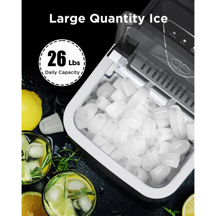 ColorLife 26 lb. lb. Daily Production Bullet Ice Countertop Ice Maker, Self-Cleaning Ice Makers Finish: Black WY-SLIM01B