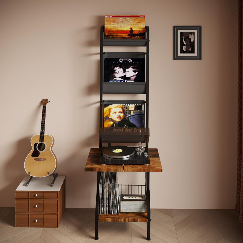 Manufactured Wood,Metal 144cm H Media Shelves, Black/Brown
