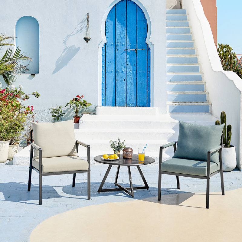 Azyria Round Powder Coated Steel Outdoor Coffee Table