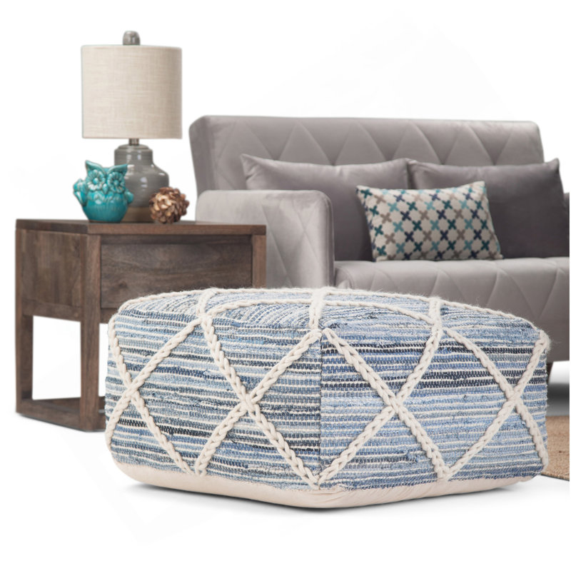 Pouf carré Cowan - bleu / naturel
