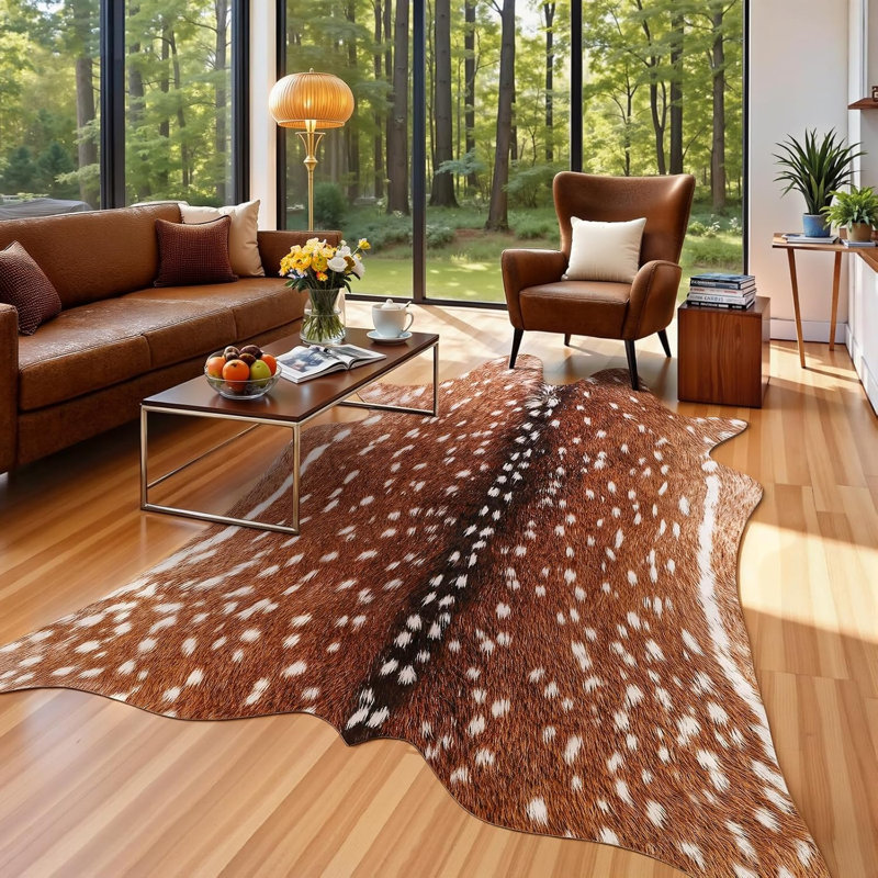 Irregular Animal Print Area Rug, 190*214cm