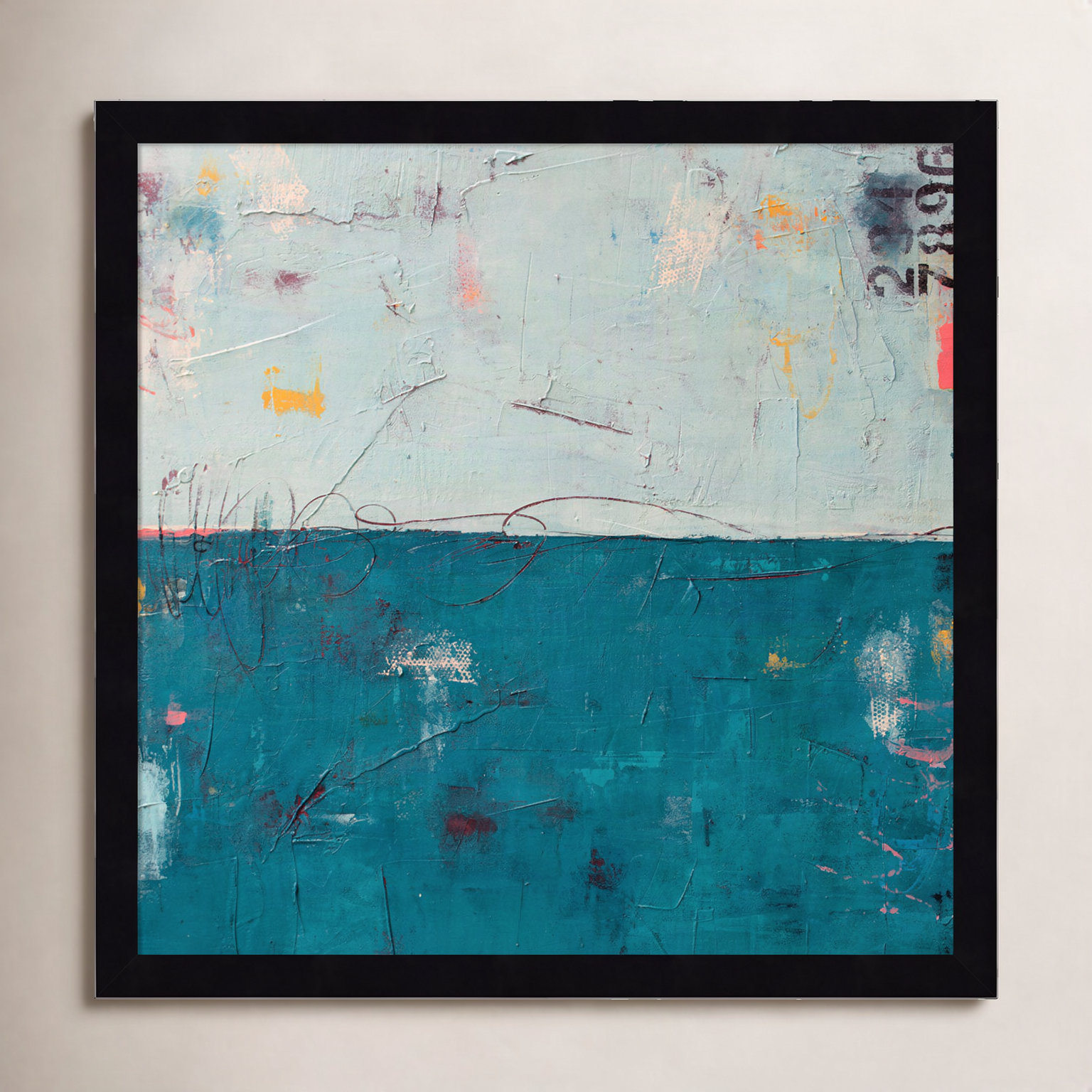 Blue Bay Hideaway Print by Erin Ashley, 17" H x 17" W, Black