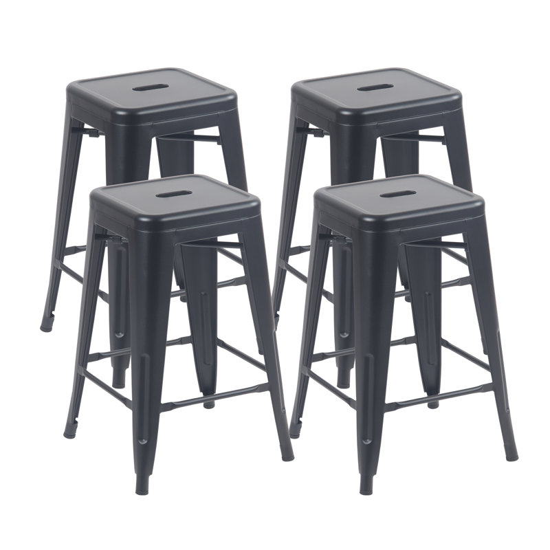 Tabouret de bar 30 po Winfred, Tabouret de comptoir (siège d’une hauteur de 24, Noir mat