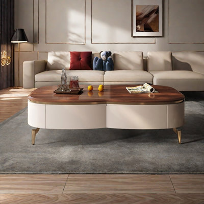 Table basse moderne en noyer massif
