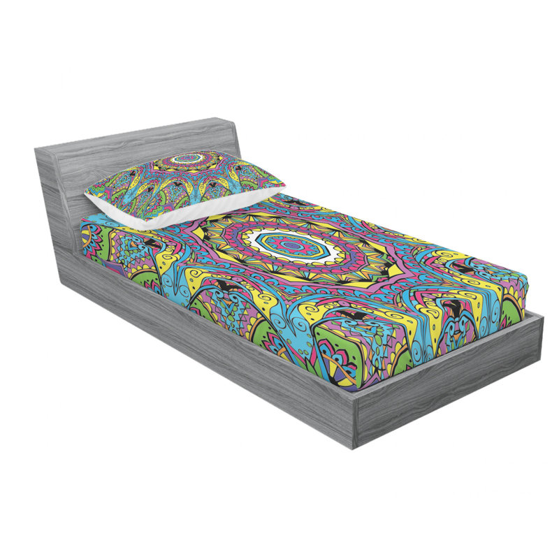 Ensemble de draps Hippie, Ensemble de draps pour lit simple TG avec 1 taie d