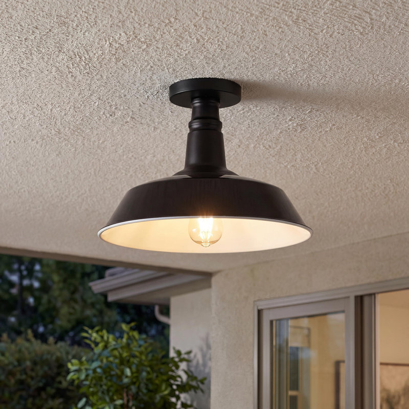 Plafonnier semi-encastré 1 lumière 14 po, Noir
