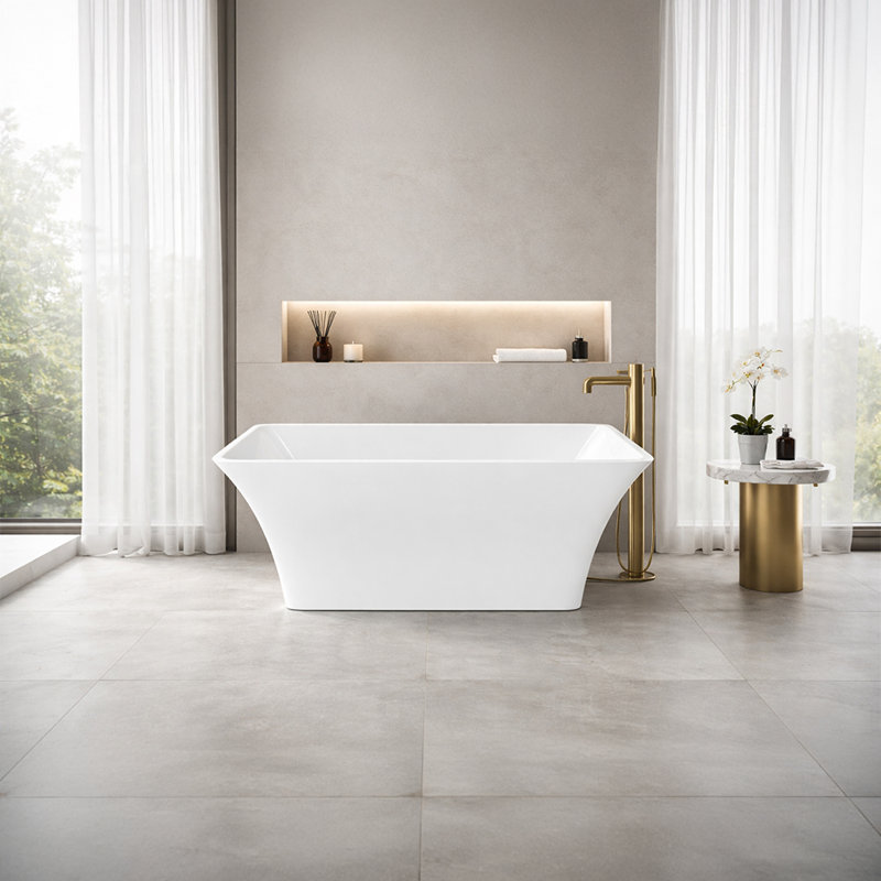 Baignoire de trempage autoportante en acrylique avec drain central 67 po x 31 po Hydrava