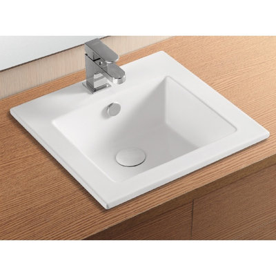 Caracalla Ceramica II 16.14'' Glossy White Ceramic Rectangular Bathroom Sink with Overflow