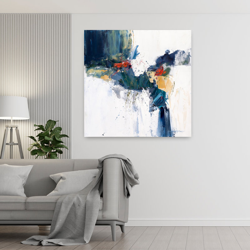 Art contemporain abstrait en cascade, H 48 po x l 48 po