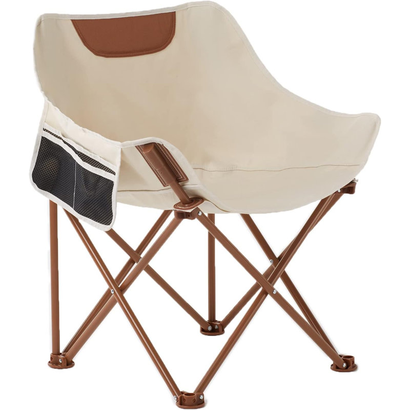 Chaise de camping pliante, Brun, Blanc