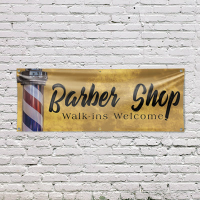 Enseigne de bienvenue Barber Shop Walk Ins 24 po x 72 po