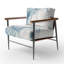 Calligraphie abstraite blanche et grise - Chaise d'appoint rembourrée-2012201457