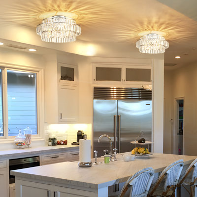 3-Light Crystal Semi Flush Mount