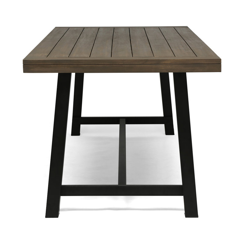 Outdoor Acacia Wood Dining Table, Metal, Gray