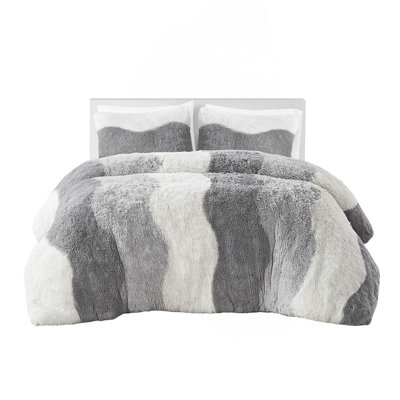 Ombre Shaggy Faux Fur Comforter Set
