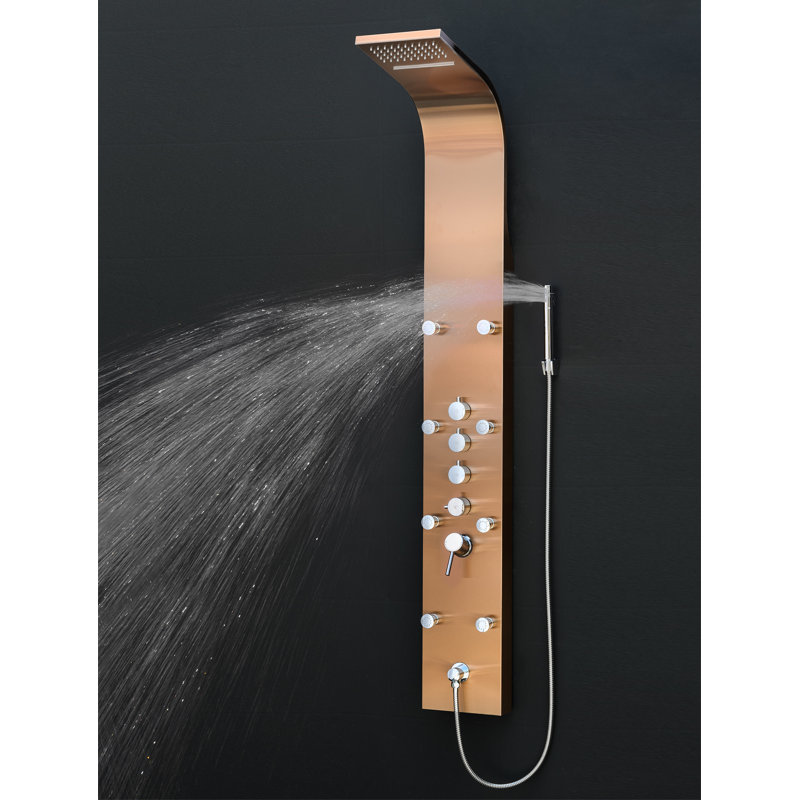 Panneau de pomme de douche fixe en acier inoxydable à effet cascade, Bronze
