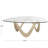 Light Brown Cement Stone Abstract Wavy Living Room Coffee Table with Wood Inspired Base and Triangular Glass Top, 42" x 42" x 15"-2059920035