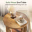 Table d'appoint ronde en bois massif, table d'appoint ronde à 2 niveaux avec tablette de rangement-118536304