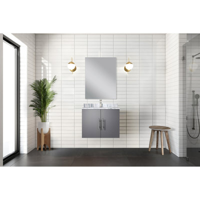 24 po Meuble-lavabo large gris foncé avec comptoir en marbre, miroir 18 po et robinet - Teinture