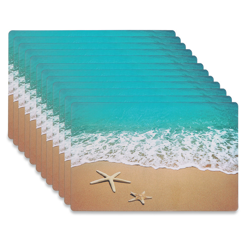 Napperon en plastique plage et étoile de mer - ensemble de 12