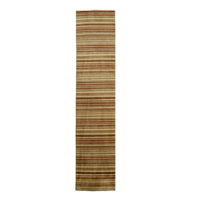 Tapis orange / vert / ivoire en laine noué à la main Galvan