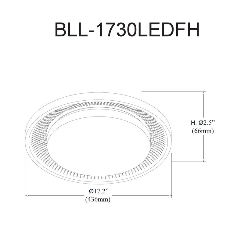 Plafonnier encastré à cercle simple 17,4 po Ambellina, Noir mat