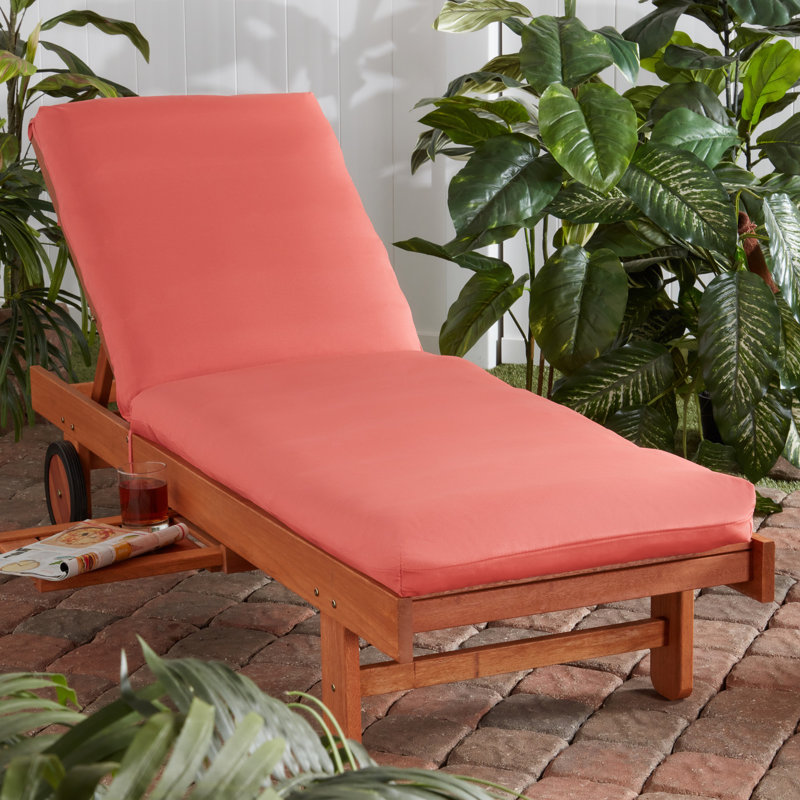 Outdoor Chaise Lounge Chair Cushion, Coral