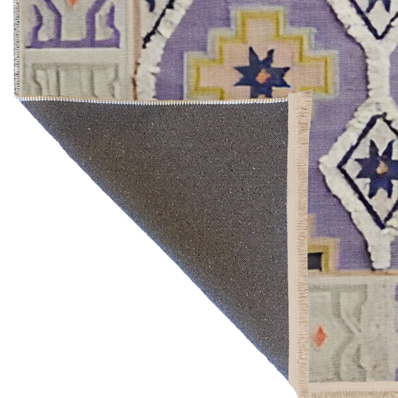 Tapis décoratif à motif géométrique mauve à motif géométrique, Rectangle 5 pi 1,02 po x 7 pi 6,55 po
