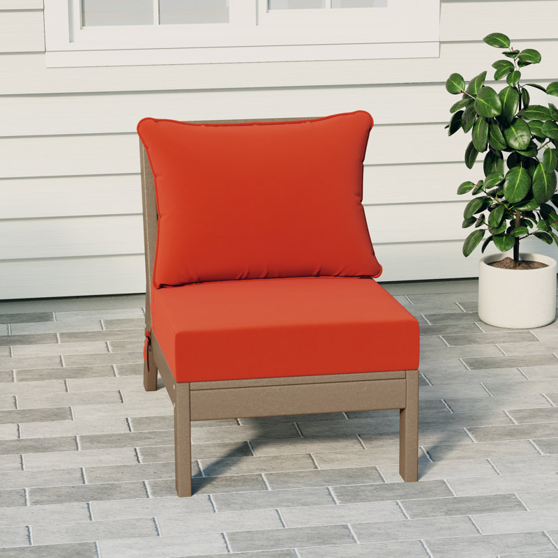 Chaise sans accoudoirs à assise profonde avec coussins, Orange, Light Brown
