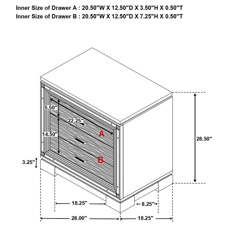 Jaxston 2-drawer Nightstand Black